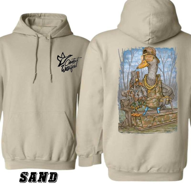 Waterflow Mallard Duck Thuglife Hunting Outdoors Two-sided Hoodie, Camo Duck Hunter Sweatshirt, Hunting Lovers Tee