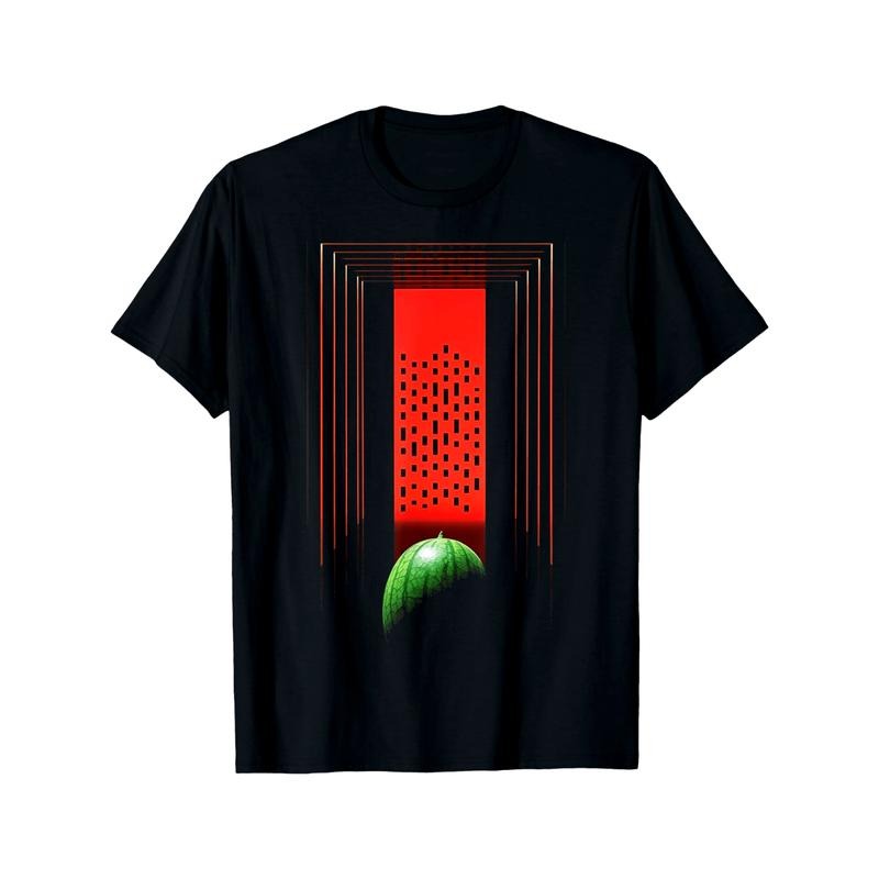 Watermelon Geometric Fruit Art Graphic Motif Watermelon T-Shirt made in usa Hoodie, Sweatshirt | TeeBloomCo.com