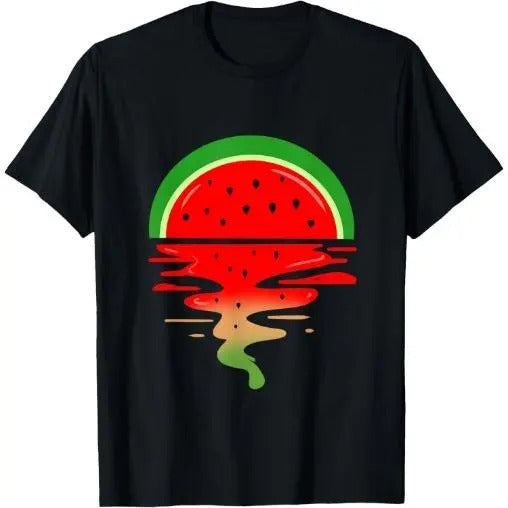 Watermelon Vaporwave Sunset T-Shirt Made in USA Hoodie, Sweatshirt | TeeBloomCo.com