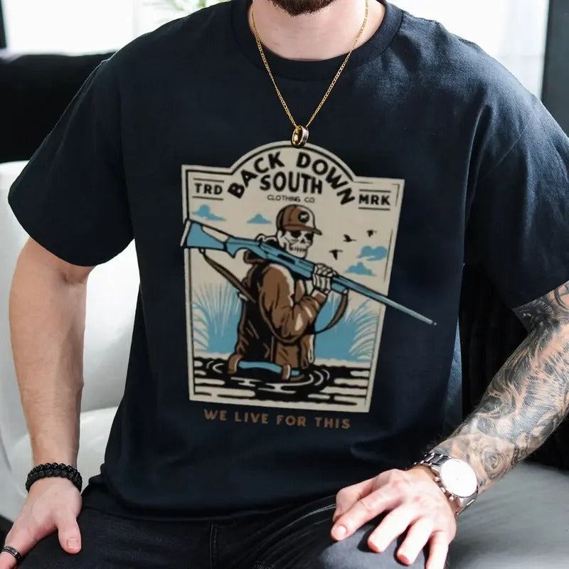 We Live For This Back Down South Dead Shot Unisex Shirt, Camo Hunting Tee, Outdoors Outfits, Gift for Him, Father's Day...
