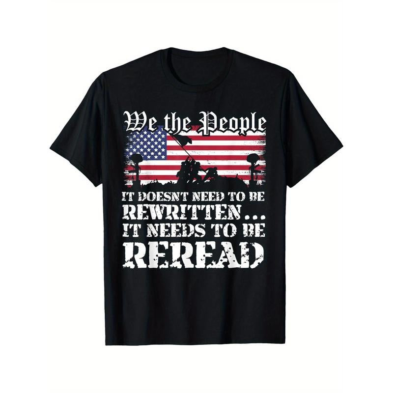 We The People Are Pissed It Doesn't Need to Be Rewritten T-Shirt Black casual short sleeve men's sport T-shirt 220g made...