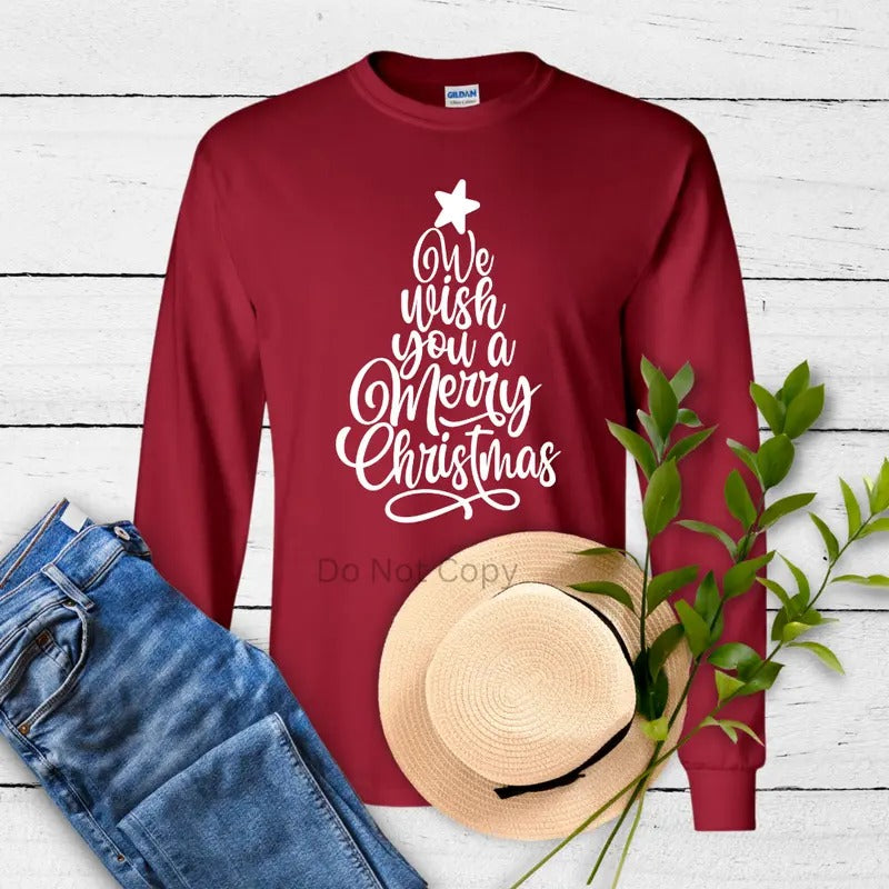 We Wish You A Merry Christmas Screen Print Transfer ONLY- This is NOT a T-Shirt Hoodie, Sweatshirt | TeeBloomCo.com