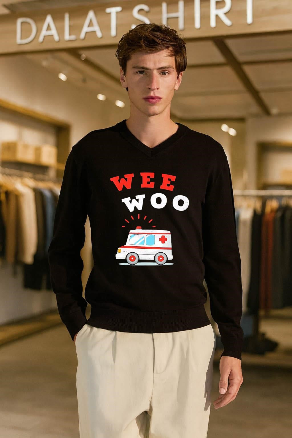 Wee Woo Cartoon Ambulance Emergency Vehicle Rescue Theme shirt