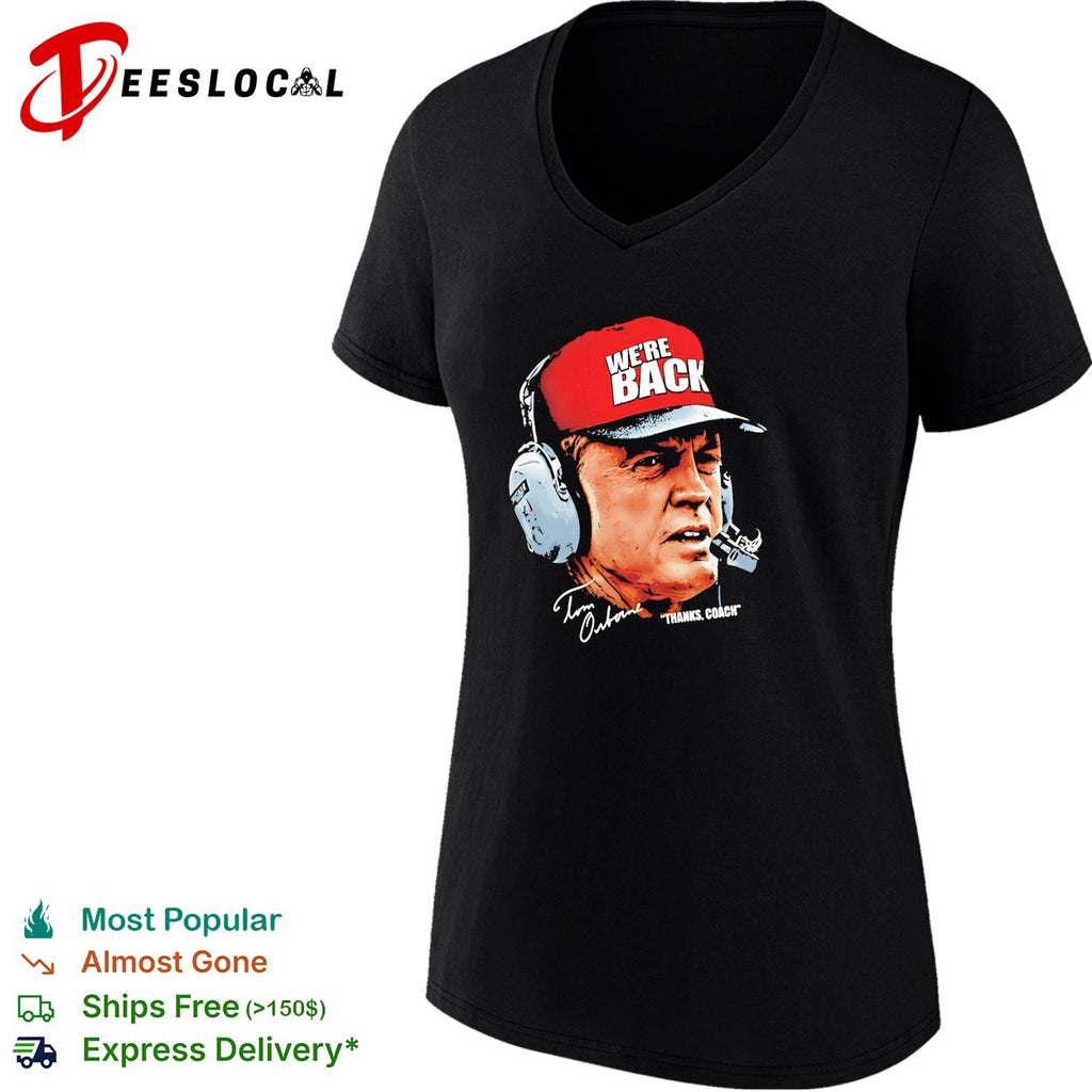 We’re back Tom Osborne thanks coach portrait with headset photo graphic shirt