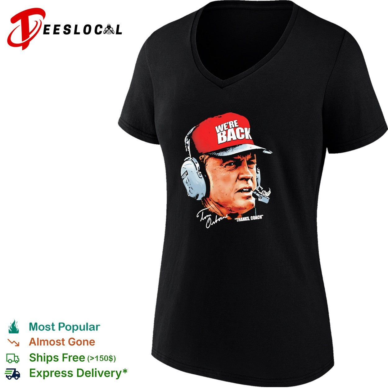 We’re back Tom Osborne thanks coach portrait with headset photo graphic shirt