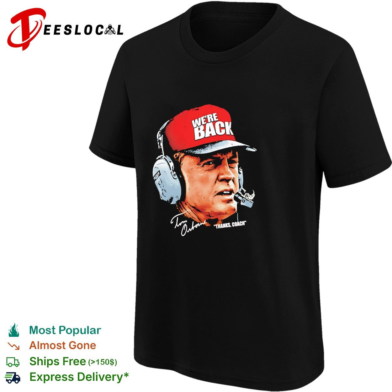 We’re back Tom Osborne thanks coach portrait with headset photo graphic shirt