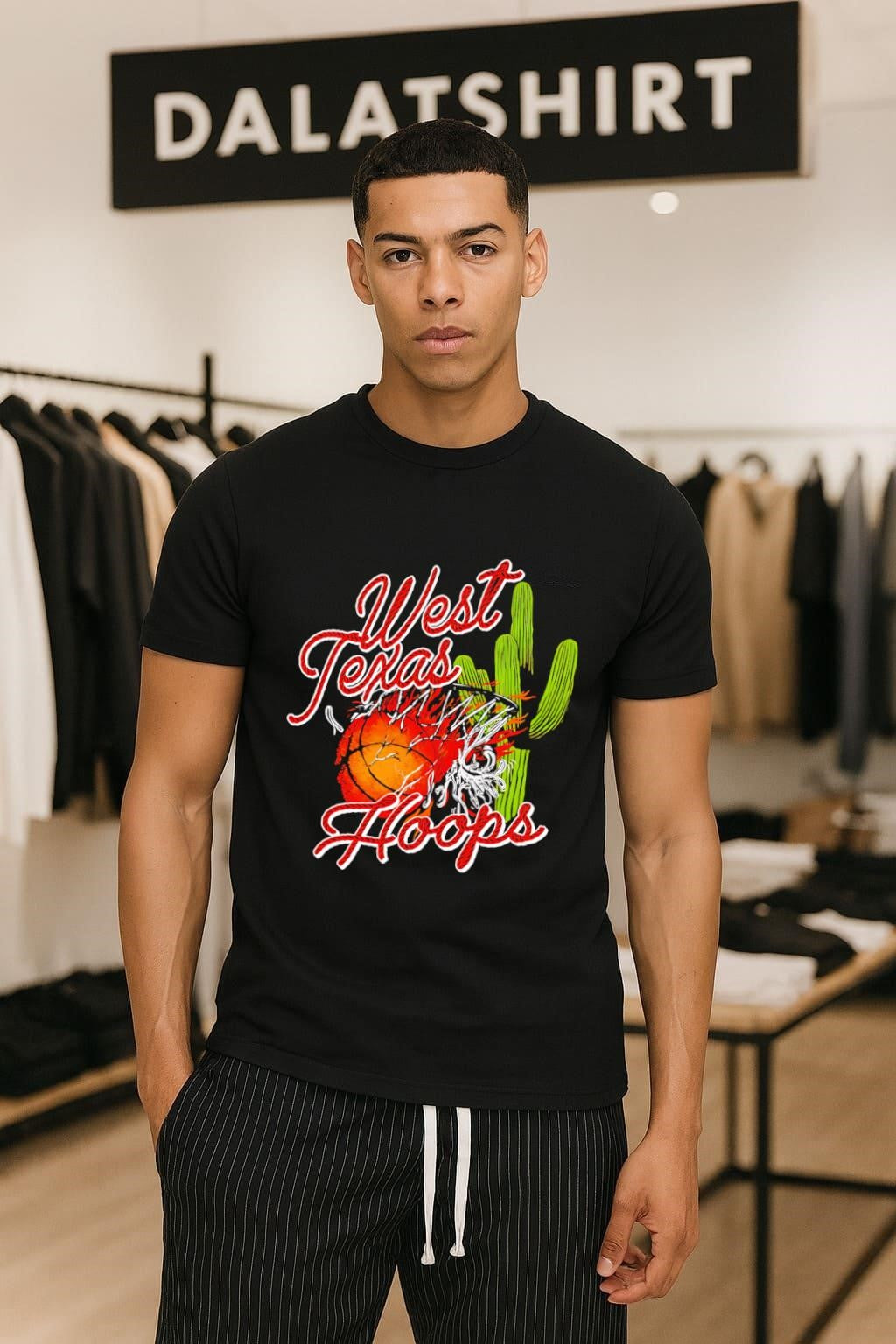 West Texas Hoops Flaming Basketball Desert Cactus shirt