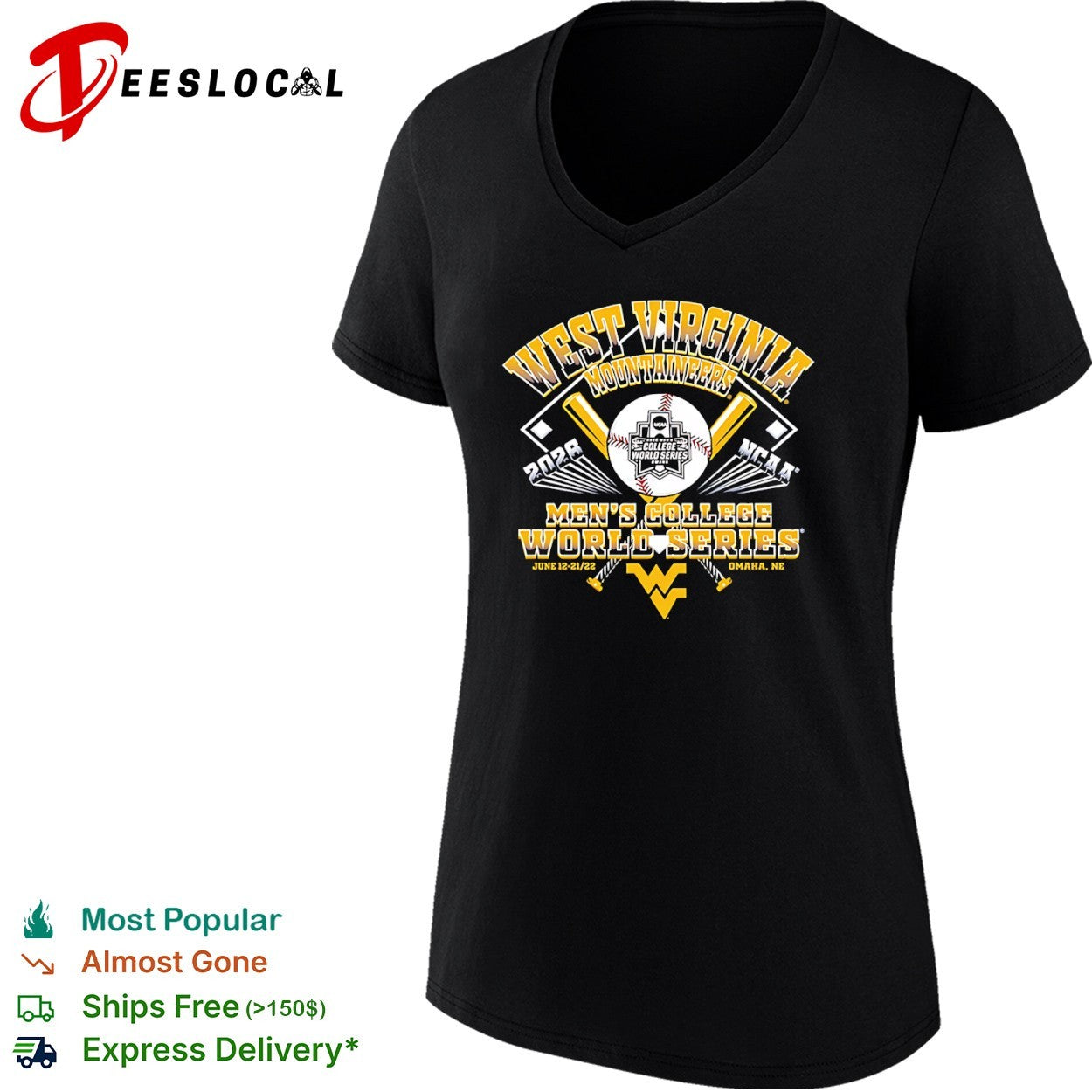 West Virginia Mountaineers 2022 NCAA College World Series Omaha NE Baseball shirt