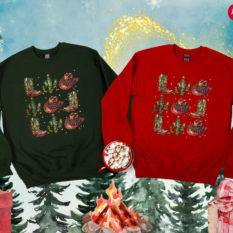 Western Christmas Sweatshirt, Howdy Christmas Sweatshirt, Country Christmas Gift, Cowboy Christmas Sweatshirt, Christmas...