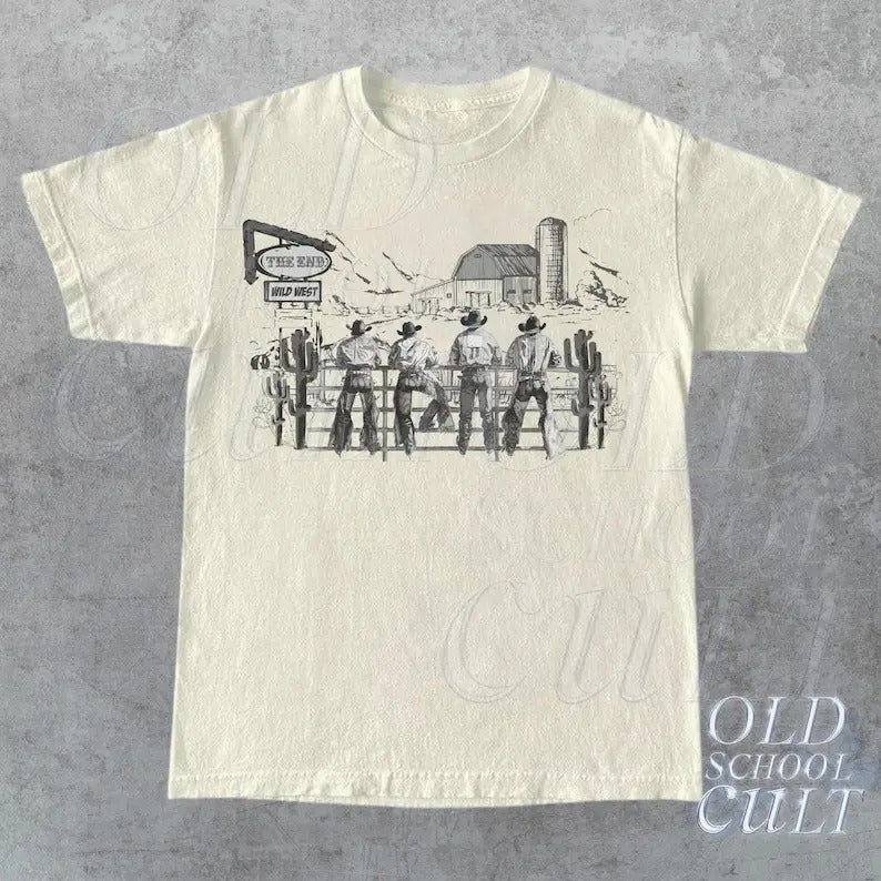 Western Cowboy Vintage T-Shirt, Retro Cowboys Graphic Shirt, Vintage Wild West Unisex Shirt, The End, Western Gift, Y2k...