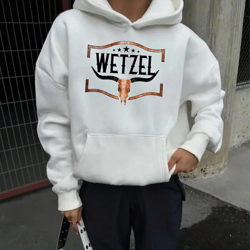 WetzeI Concert Hoodie, Western Bull Skull, Contry Music Concert Oufit, Merch For Fans, Unisex Long Sleeve Pullover Hoodie...