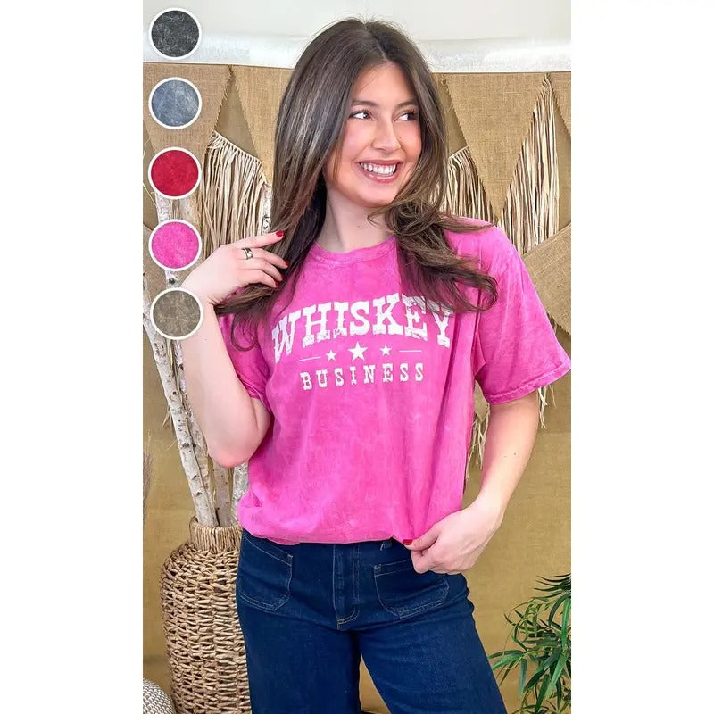 Whiskey Business Mineral Washed Graphic T-Shirt Hoodie, Sweatshirt | TeeBloomCo.com