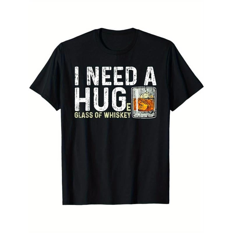 Whiskey Drinking Printed Men's Cotton Graphic T-shirt, Casual Short Sleeve Crew Neck T-shirt, Men's Tee For Outdoor made...