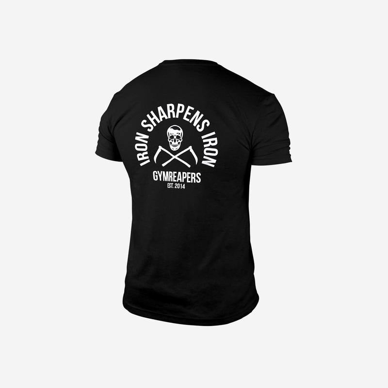 Gymreapers Iron Sharpens Iron Tee in Black/White - Summer Cotton T-Shirt Menswear Top Hoodie, Sweatshirt | TeeBloomCo.com