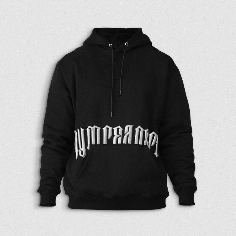 Ultra-Plush Fleece Phantom Hoodie - Black/White Stretchable Ribbed Sweatshirt Menswear Pocket T-Shirts | TeeBloomCo.com