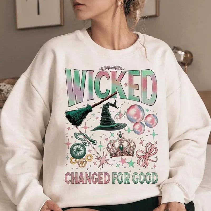 Wicked Change For Good Shirt, Defy Gravity Broomstick Magic Wand, Wizard Movie Fan Shirt, Wicked Musical Fan Gift Comfort...