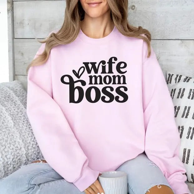 Wife Mom Boss Shirt, Wife Life Sweatshirt, Mom Boss Shirt, Mom Birthday Gift, Mom Day's Gift, Mom Shirt, Women T-Shirt,...