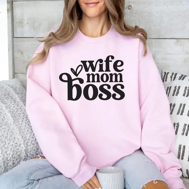 Wife Mom Boss Shirt, Wife Life Sweatshirt, Mom Boss Shirt, Mom Birthday Gift, Mom Day's Gift, Mom Shirt, Women T-Shirt,...