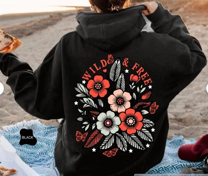Wild And Free Hoodie, Wild And Free Sweatshirt, Wildflower Sweatshirt, Freedom Hoodie, Country Hood T-Shirts | TeeBloomCo.com