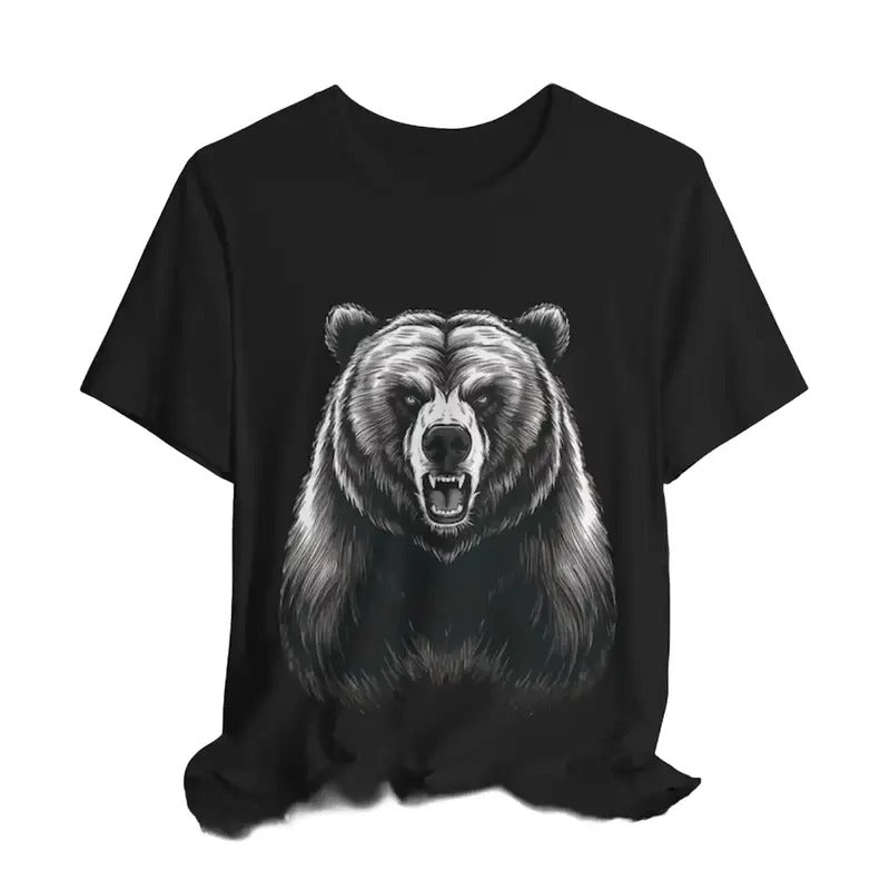 Wild Scary Bear T-Shirt, Wild Scary Bear Merch, Graphic Tee, gift for him, gift for her Menswear Top Underwear Tshirt...