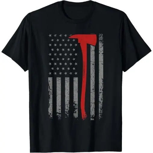Wildland Firefighter Axe American Flag Thin Red Line Fireman T-Shirt Made in USA Hoodie, Sweatshirt | TeeBloomCo.com