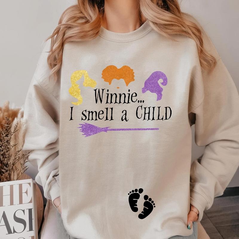 Winnie I Smell A Child Tee Shirt, Halloween Maternity Shirt, Sanderson Sisters Shirt, Pregnancy Announcement T-Shirt...