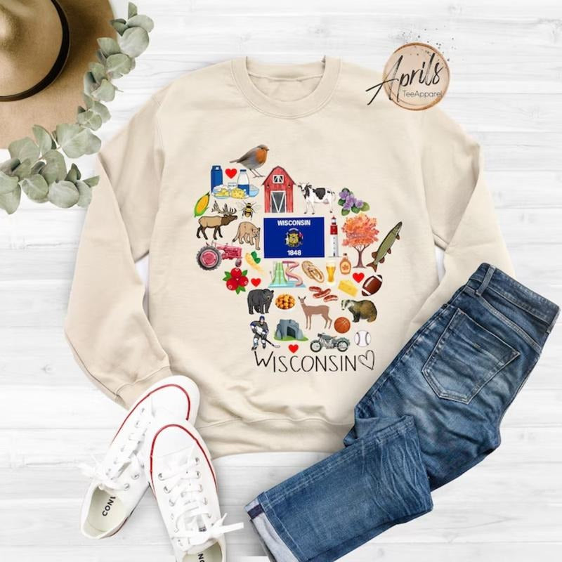 Wisconsin Sweatshirt, Wisconsin Hoodie, State Shirt Classic Fashion | TeeBloomCo.com