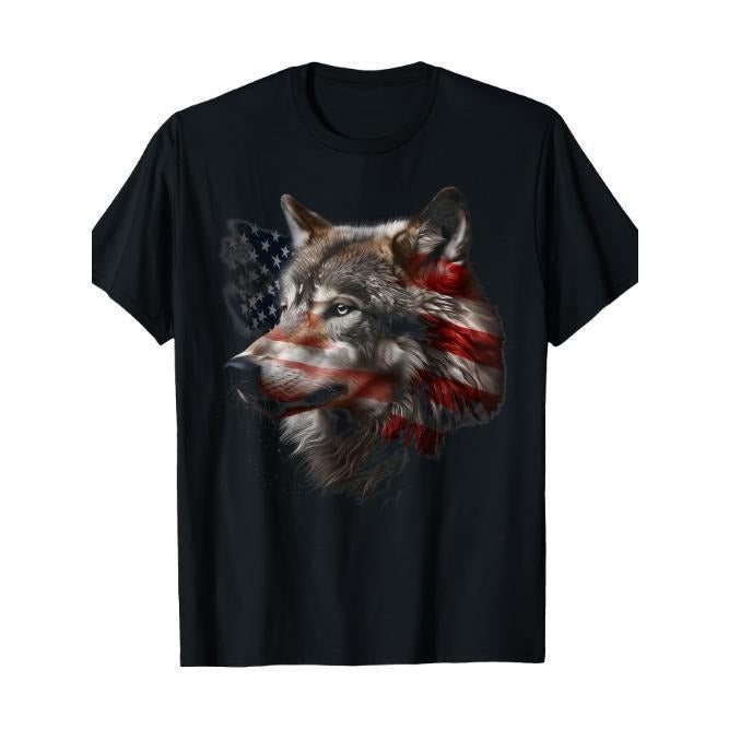 Wolf American Flag USA Patriotic Wolf Lover T-Shirt- Made in USA Hoodie, Sweatshirt | TeeBloomCo.com