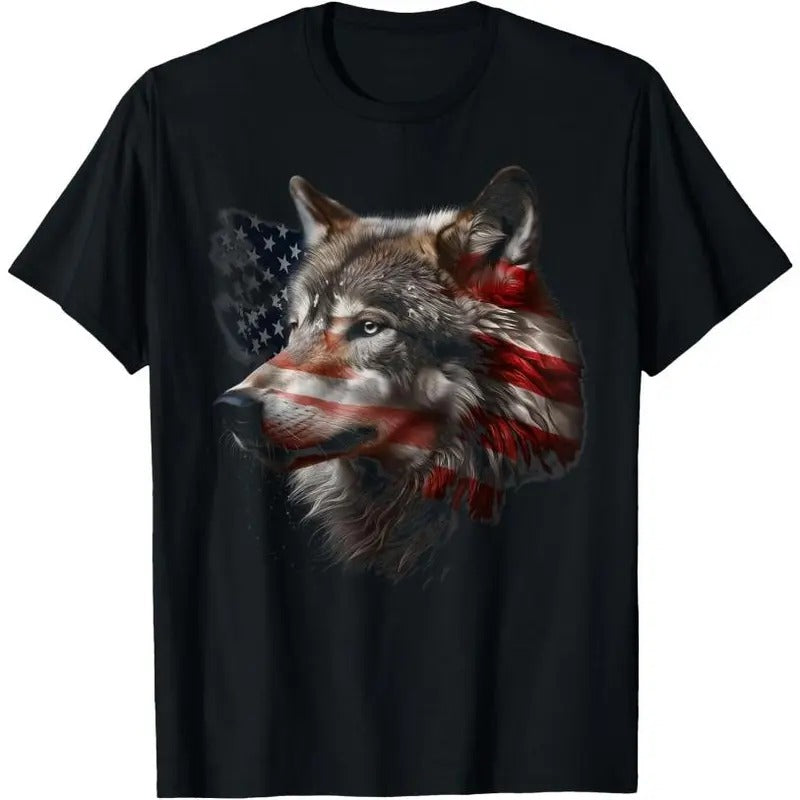 Wolf American Flag USA Patriotic Wolf Lover T-Shirt Hoodie, Sweatshirt | TeeBloomCo.com