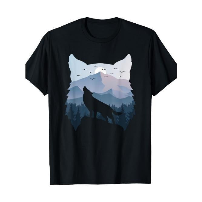 Wolf Landscape Mountain Wildlife Animal Nature Wolves T-shirt Made in USA Hoodie, Sweatshirt | TeeBloomCo.com