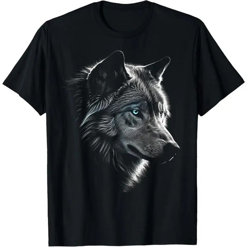 Wolf Portrait Blue Eyes - Artwork | Animal Motif Wolf T-Shirt Hoodie, Sweatshirt | TeeBloomCo.com