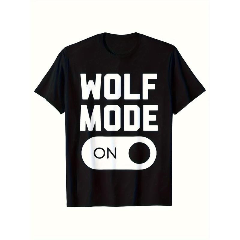 Wolf Print Men's Cotton T-shirt, Casual Short Sleeve Crew Neck T-shirt, Men's Tee For Outdoor Made in USA Hoodie, Sweatshirt