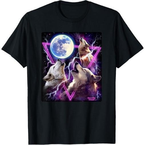 Wolf Print T-shirt Cotton Casual Summer Tee, Trendy Tops Crew Neck Tee, Comfort Street Style Tee, Must-have Fashionable...