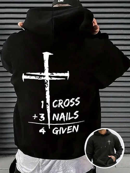 1 Cross 3 Nails 4 Given 2 Sided Hoodie/Sweatshirt(No Hood)/T-Shirt, For Men/Women