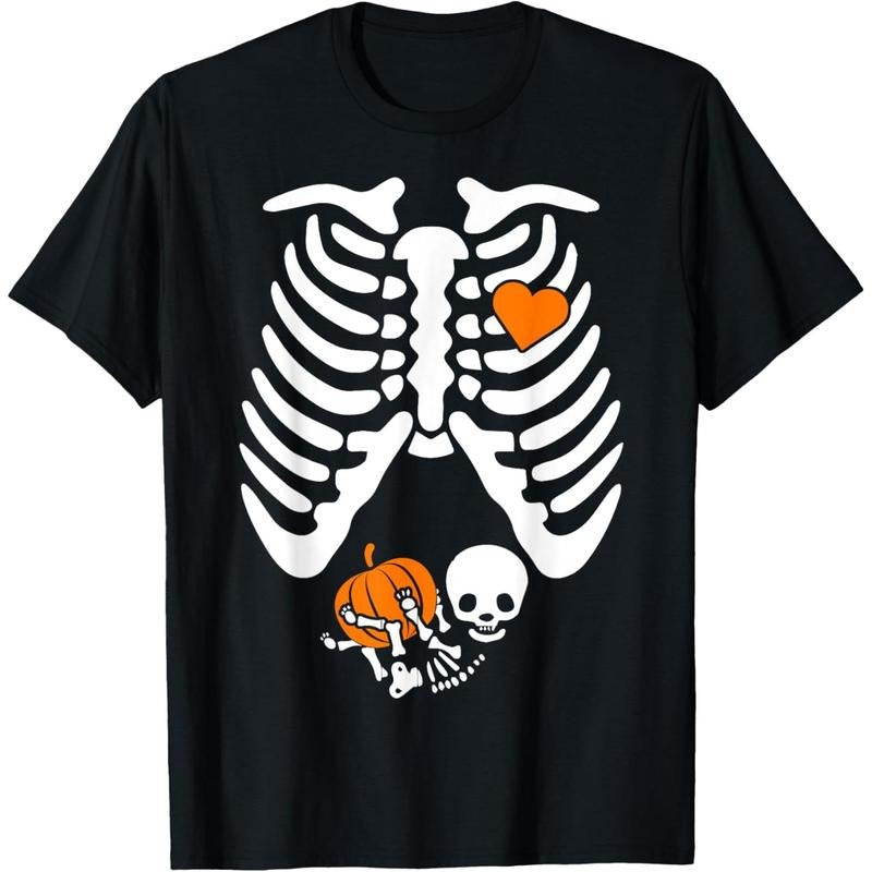 Women Skeleton Pregnancy Announcement Mom Halloween T-Shirt made in usa Hoodie, Sweatshirt | TeeBloomCo.com