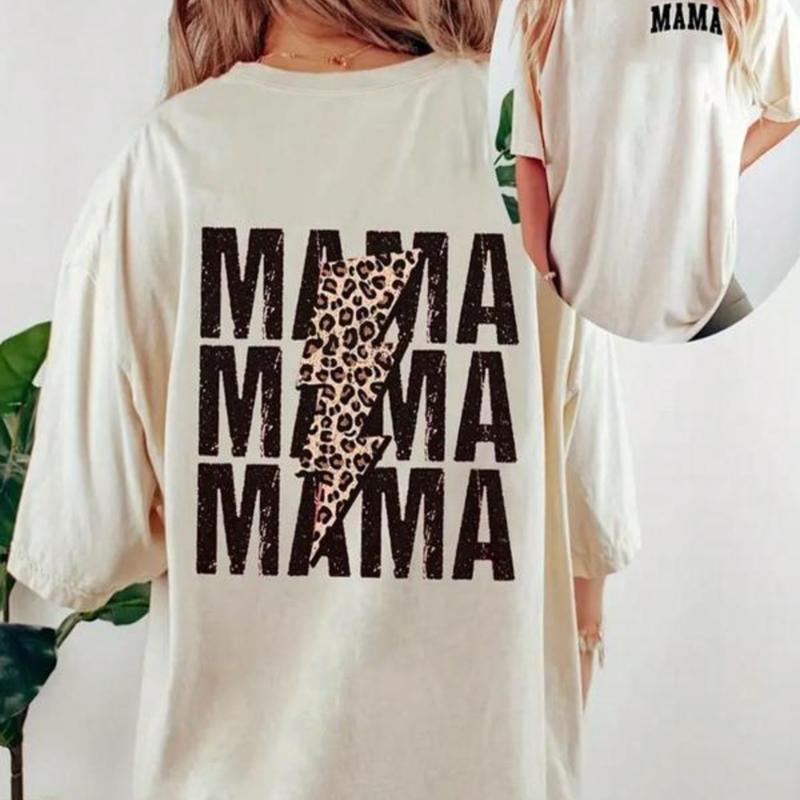 Women's "MAMA" Letter Print Drop Shoulder Tee, Casual Half Sleeve Round Neck T-Shirt for Daily Wear, Graphic Tees, Ladies...