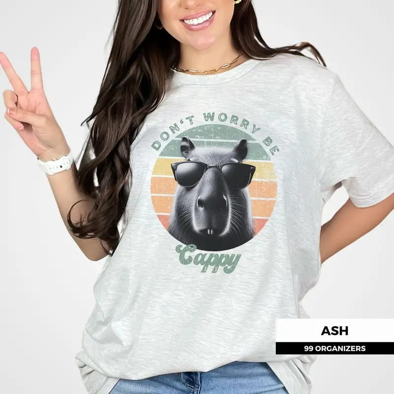 Women's Capybara Retro Shirt, Capybara Gift Tee Cotton Top Hoodie, Sweatshirt | TeeBloomCo.com