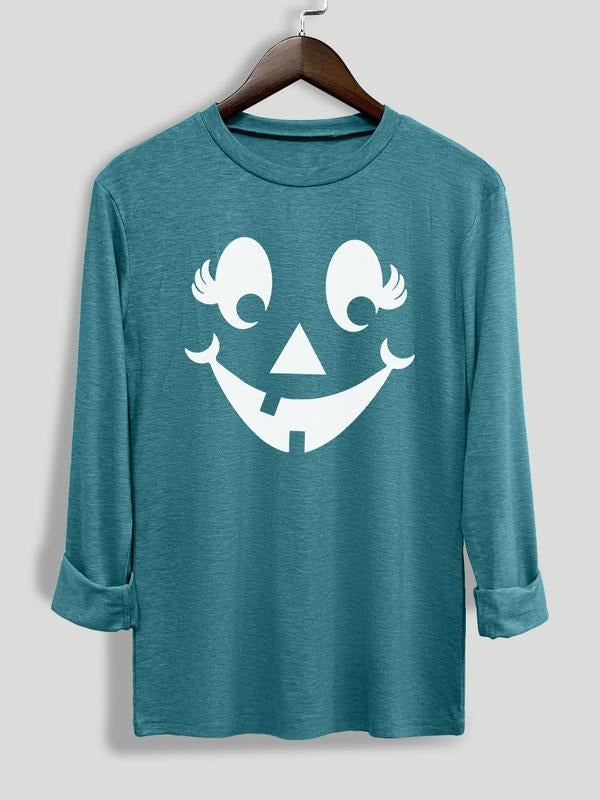 Women's Cartoon Graphic Print Round Neck Tee, Fashion Casual Long Sleeve T-shirt for Daily Outdoor Wear, Women's Top for...