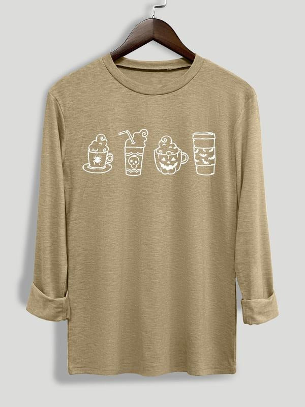 Women's Cartoon Print Round Neck Tee, Casual Long Sleeve Crew Neck T-shirt for Daily Wear, Ladies Clothing for All...