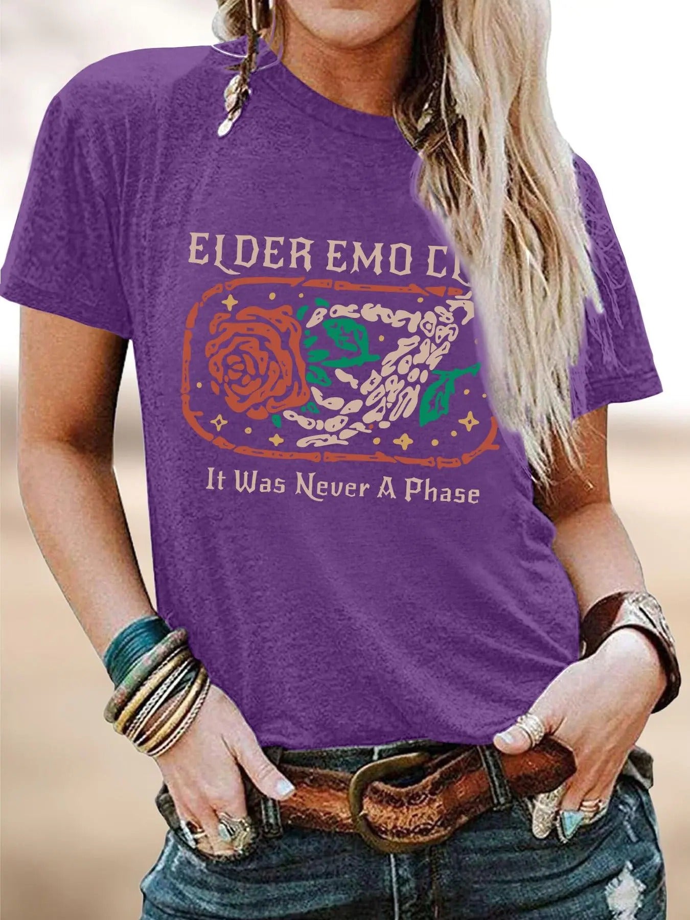 Women's Floral & Letter Print Round Neck Tee, Casual Short Sleeve Crew Neck T-shirt for Summer, Fashion Women's Top for...