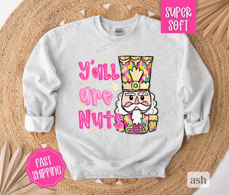 Women's Funny Nutcracker Sweatshirt, Preppy Christmas Crewneck, Unisex Heavy Blend Sweater - Fabric, Collar T-Shirts, Hoodie