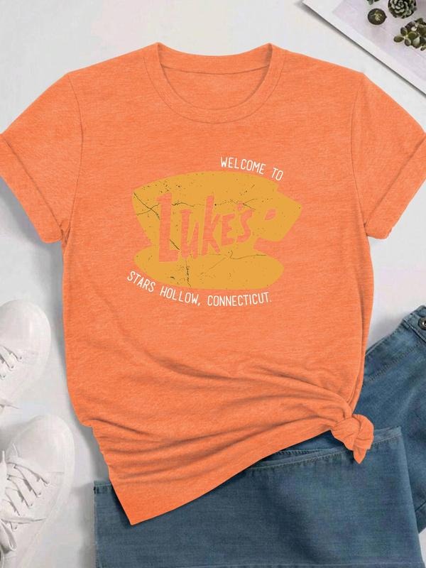 Women's Graphic Print Round Neck Tee, Fashion Casual T-shirt for Daily Wear, Ladies Clothes for All Seasons Hoodie,...