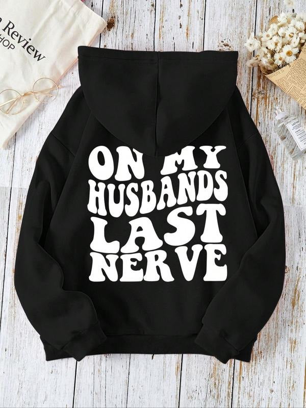 Women's Halloween Print Drawstring Graphic Hoodie, Casual Long Sleeve Kangaroo Pocket Hooded Sweatshirt for Fall &...