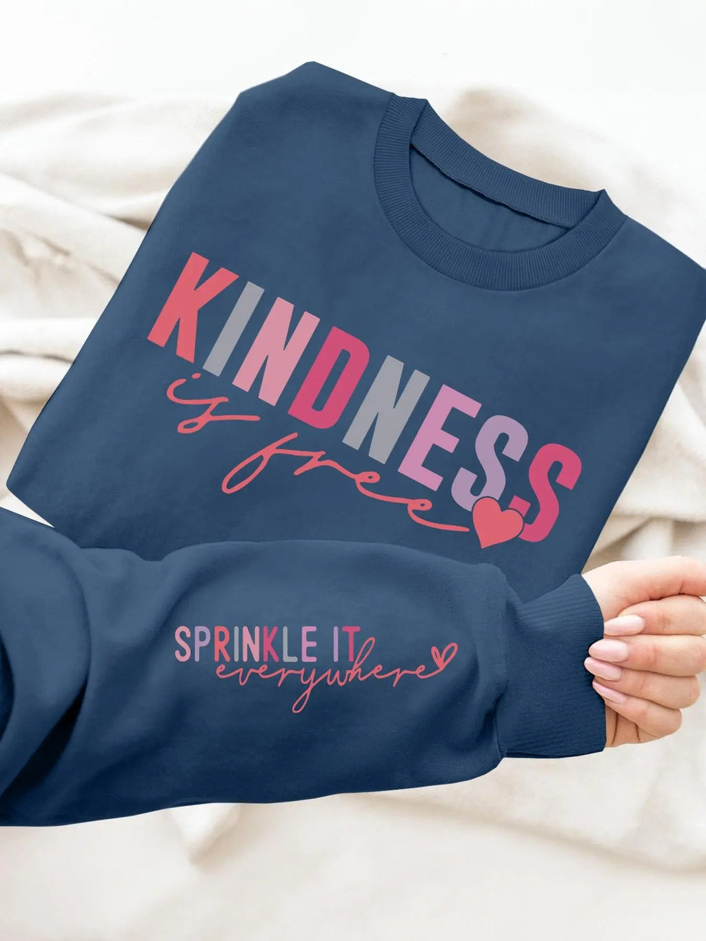 Women's Heart & Letter Print Drop Shoulder Sweatshirt, Casual Long Sleeve Round Neck Pullover for Fall & Winter, Women's...