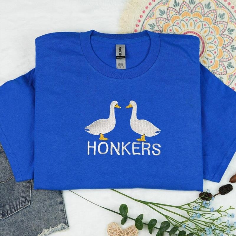 Women's Honkers Embroidered Sweatshirt, Silly Goose Embroidered Crewneck, Honkers University Sweatshirt, Funny Crewneck,...