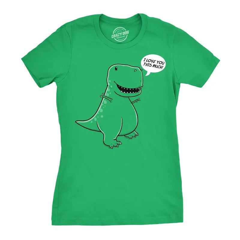 Women's I Love You This Much T-Rex T Shirt Funny Trex Dinosaur Tee Dino Tee Funny Womens T Shirts Cute Slimming Top...