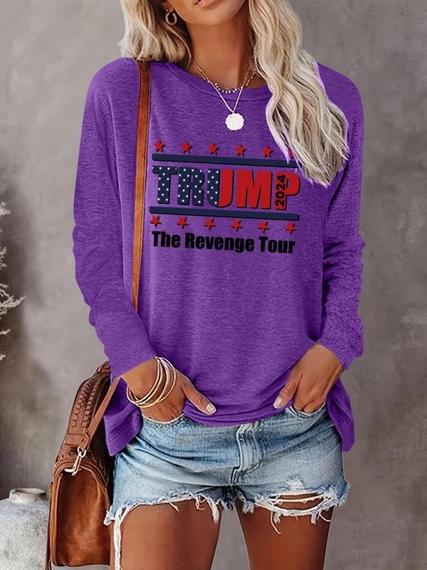 Women's Letter  Print Round Neck Tee, Fashion Casual Crew Neck T-shirt for Daily Holiday Vacation Outdoor Wear, Women...