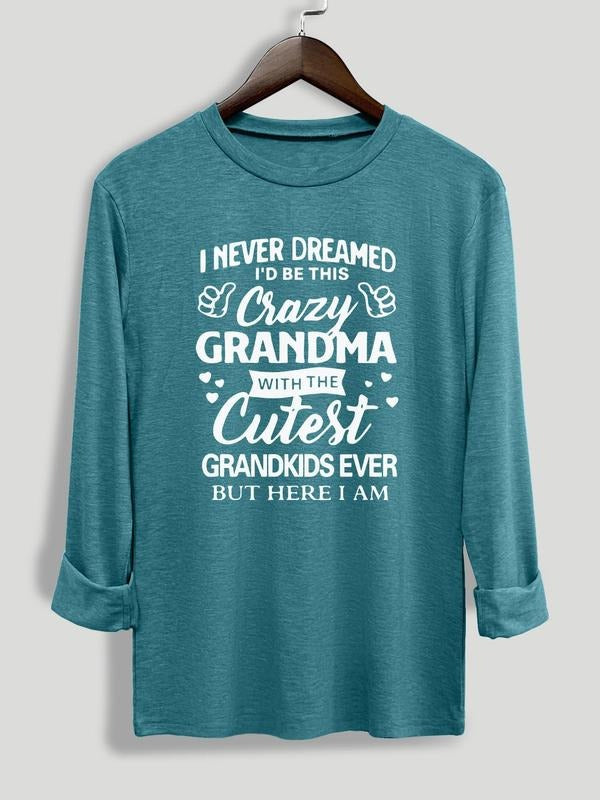 Women's Letter Graphic Print Round Neck Tee, Fashion Casual Long Sleeve T-shirt for Daily Outdoor Wear, Women's Tops for...