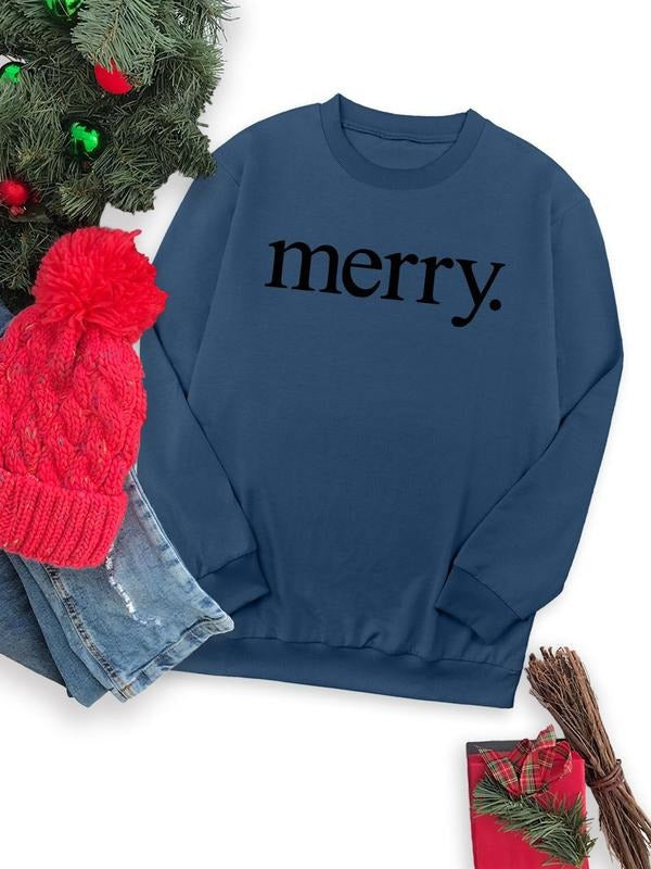 Women's Letter Print Drop Shoulder Sweatshirt, Casual Long Sleeve Round Neck Pullover for Fall & Winter, Ladies Clothes...
