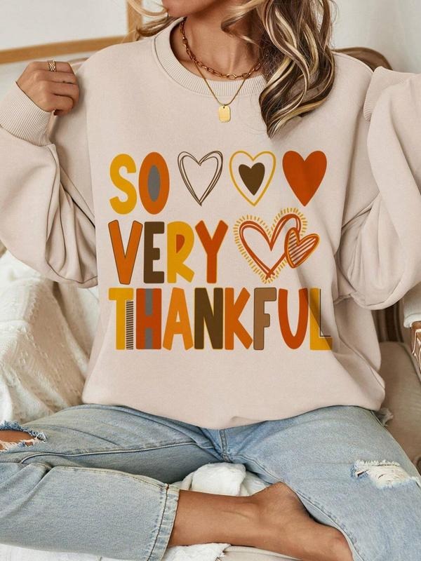 Women's Letter Print Drop Shoulder Sweatshirt, Casual Long Sleeve Round Neck Pullover for Fall & Winter, Women's Clothes...